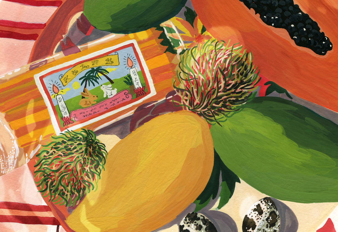 Papaya and Temple Candles